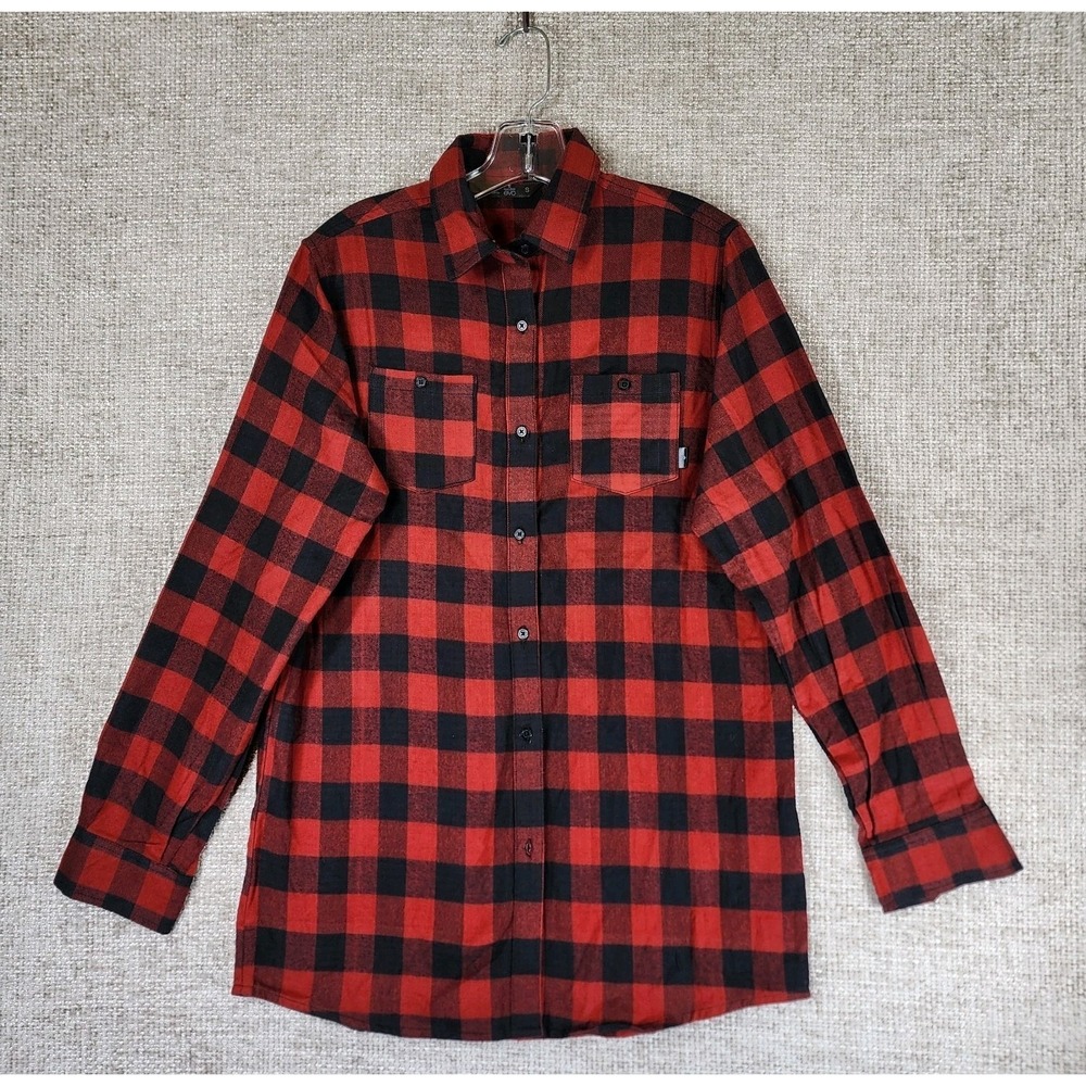 EVO‎ Buffalo Plaid Flannel Shirt Mens Small Red Black Long Sleeve Button EUC